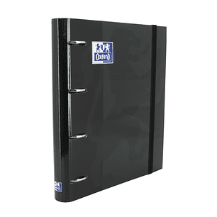 Oxford Europeanbinder Classic A4+ Carpeta de Anillas con Recambio Cuadricula 5x5 - Tapa Extradura - Cierre con Goma Elastica - Color Negro