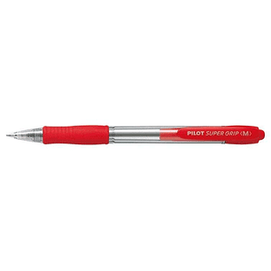 Pilot Boligrafo de Bola Retractil SuperGrip - Punta Redonda 1.0mm - Trazo 0.27mm - Tinta de Aceite - Grip Ergonomico - Color Rojo
