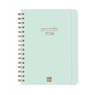 Finocam Alma Agenda - Anual 2026 - con Espiral - Formato E10 - 172x19x220mm - Semana Vista Horizontal - Color Menta