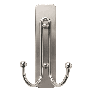 Command Gancho Doble Grande - 1 Tira Adhesiva - Color Niquel Pulido