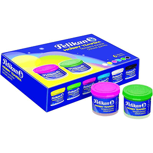 Pelikan Pack de 6 Botes de Tempera 40ml + Pincel - Consistencia Pastosa - Resistente a la Luz - Colores Surtidos