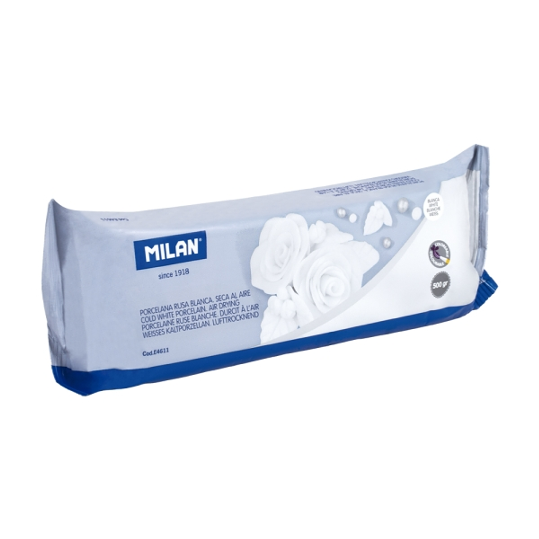 Milan Pasta para Modelar de Aspecto Porcelana - Seca al Aire - 500g - Facil de Moldear - Color Blanco 1