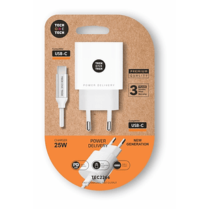 TechOneTech Cargador de Pared PD 25W + Cable USB-C a USB-C