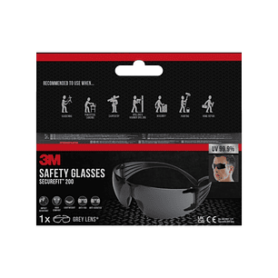 3M Securefit Gafas de Seguridad - Lentes Oscurecidas - Antivaho - Antirrayaduras - Proteccion UV - Color Negro
