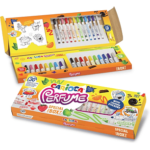 Carioca Perfume Pack de 30 Rotuladores Perfumados - 12 Punta Media, 10 Punta Maxi y 8 Punta Maxi y Punta con Sellos - Ideales para Dibujar y Colorear 