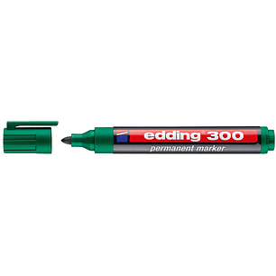 Edding 300 Rotulador Permanente - Punta Redonda - Trazo entre 1.5 y 3 mm. - Tinta Casi Inodora - Capuchon con Clip - Secado Rapido - Color Verde