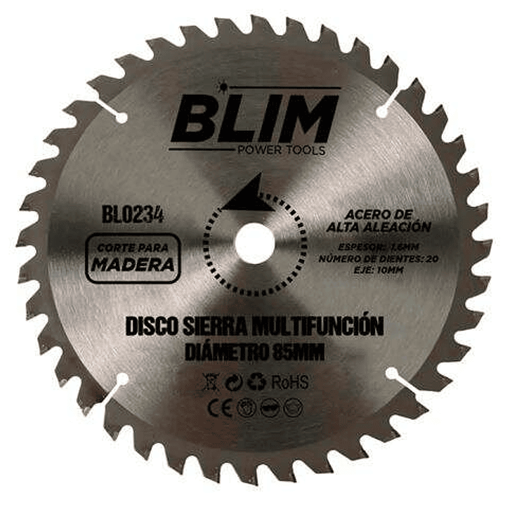 Blim Disco Corte de Madera para Sierra Multifuncion 85mm - 20 Dientes con Recubrimiento en Carburo de Tungsteno 1