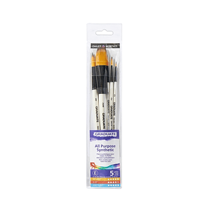 Daler Rowney Graduate Pack de 5 Pinceles Multitecnica - Pelo Sintetico - Mango Corto