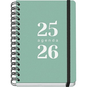 Dohe Grammar Agenda Escolar 25/26 Espiral A5 - Dia Pagina - Papel 80g/m2 - Cubierta de Polipropileno - Cierre de Goma Elastica - Color Verde