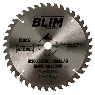 Blim Disco Corte de Madera para Sierra 235mm - 60 Dientes con Recubrimiento en Carburo de Tungsteno