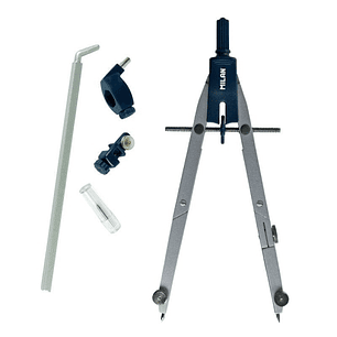 Milan Compas Escolar con Bigotera Automatica y 2 Articulaciones - Autocentrado Ilimitado - Contiene Minas de Recambio, Adaptador para Rotuladores Tecn