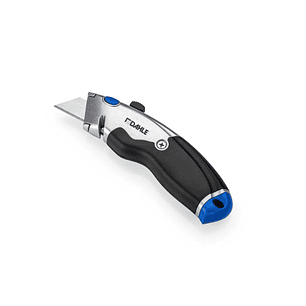 Dahle 10890 Heavy Duty Cuter con Cuchilla Trapezoidal de Acero al Carbono SK5 - Cortador de Cinta de Embalaje - Cuerpo Metalico - Mango Ergonomico con