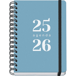 Dohe Grammar Agenda Escolar 25/26 Espiral A5 - Dia Pagina - Papel 80g/m2 - Cubierta de Polipropileno - Cierre de Goma Elastica - Color Azul