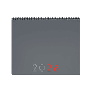 Finocam Agenda Planificador Internacional - Anual 2026 - Espacio para Escribir - 250x13x200mm - Mes Vista - Color Gris