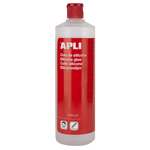 Apli Silicona Escolar 500ml - No Contiene Metanol - Cumple Normativa Une-En 71 Parte 5 - Pegado Eficiente de Goma Eva, Plasticos, Papel y Carton - Per