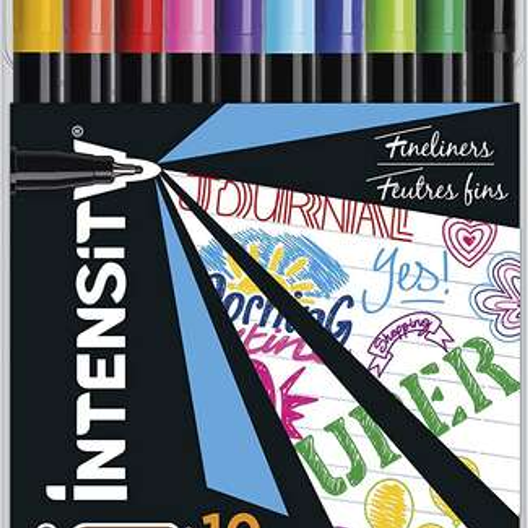Bic Intensity Fine Pack de 10 Rotuladores - Punta Fina de 0.8mm - Trazo de 0.4mm - Tinta con Base de Agua - Colores Surtidos 1