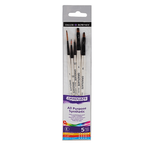 Daler Rowney Graduate Pack de 5 Pinceles Multitecnica - Pelo Sintetico - Mango Corto