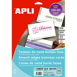 Apli Tarjetas de Visita Cantos Rectos Mate 200g 15 Hojas