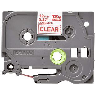 Brother TZe132 Cinta Laminada Original de Etiquetas - Texto rojo sobre fondo transparente - Ancho 12mm x 8 metros