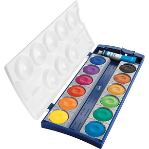 Pelikan Acuarelas Opacas 735/K12 Caja 12 Pocillos + 1 Tubo Blanco - Colores Intensos y Faciles de Diluir - Resistente a la Luz - Ideal para uso Escola