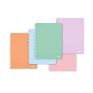 Ancor Classic Stripes Cuaderno Espiral Tamaño Folio Cuadriculado 4x4mm - 80 Hojas 90gr - Tapa de Plastico - Colores Pastel Surtidos