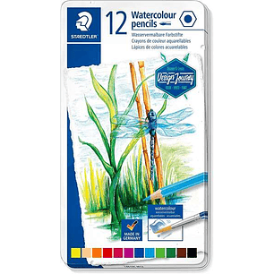 Staedtler 146 10C Pack de 12 Lapices de Colores Acuarelables - Resistentes a la Rotura - Colores Surtidos