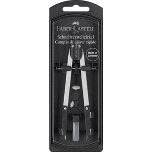 Faber-Castell Compas de Ajuste Rapido - Articulaciones en ambos Brazos - Accesorios de Recambio - Adaptador Universal