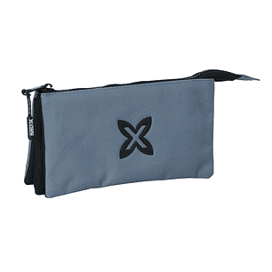 Safta Munich Basicos Estuche Portatodo - 3 Compartimentos - 22x12x3cm - Color Gris