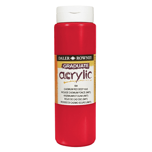Daler Rowney Graduate Pintura Acrilica - Botella de Plastico - 500ml - Color Rojo de Cadmio Profundo