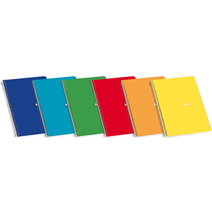 Enri Fº Tapa Dura Cuaderno Espiral 3x3 con Margen - 80 Hojas - Tapa Dura Resistente - Cuadriculado 3x3 - con Margen - Colores Surtidos