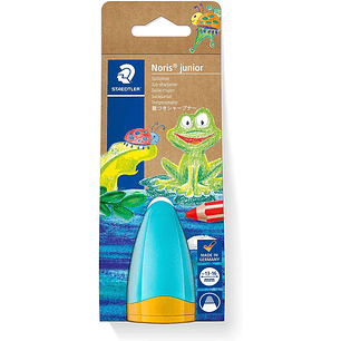 Staedtler Noris Junior 516 Sacapuntas de Plastico con Deposito - Forma Conica para Manos Pequeñas - Para Lapices Gruesos