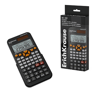 ErichKrause SC-222 Classic Calculadora Cientifica con Pantalla LCD de 10 Digitos - 240 Funciones Integradas - Alimentacion Solar y Bateria - Color Neg