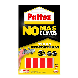 Pattex Nmc Cinta Doble Cara Bl 10 Tiras - Adhesion Duradera - Fijacion congran Fuerza - Practica y Limpia