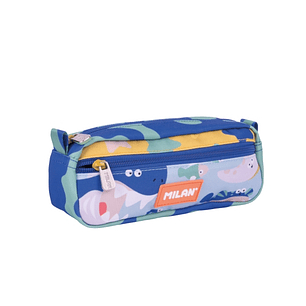 Milan Blue Odyssey Estuche Portatodo - Rectangular - 2 Cremalleras - 21x8.5x6.1cm - Multicolor