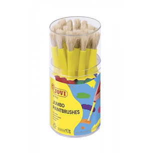 Jovi Jumbo Paint Brushes Bote 20 Pinceles Medianos Pelo Cerda - Gruesos de Pelo Natural - Mango de Plastico - No Gotean - Limpieza Facil - Sistema de 