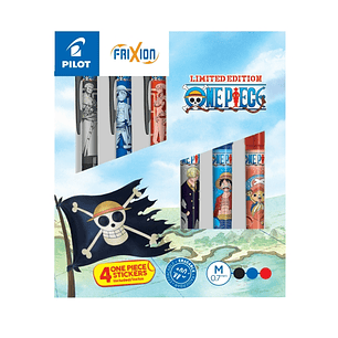 Pilot One Piece Caja Coleccionista con 3 Boligrafos Frixion Ball + 3 Boligrafos Frixion Ball Plus + 4 Stickers de Regalo - Borrables - Recargables - C