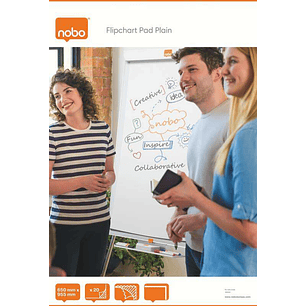 Nobo Bloc Liso para Pizarra Caballete - Tamaño 650 × 955mm - 20 Hojas - Papel Tmp de 60 g/m² - Color Blanco