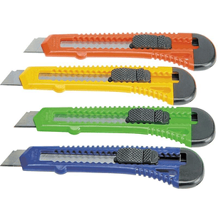 Bismark Cutter Grande Retractil - Medidas 17x8x15cm - Empuñadura de Plastico - Bloqueo de Seguridad - Colores Surtidos