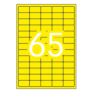 Apli Pack de 1.300 Etiquetas Amarillo Fluorescente 38.1x21.2mm - 20 Hojas x 65 Etiquetas - Adhesivo Permanente - Cantos Rectos