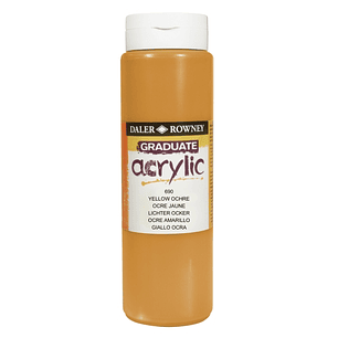 Daler Rowney Graduate Pintura Acrilica - Botella de Plastico - 500ml - Color Ocre Amarillo