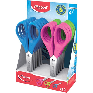 Maped Essentials Zurdos Tijera Escolar Punta Redonda 13cm - Hojas de Acero Inoxidable - Mango de Plastico Simetrico - Colores Surtidos