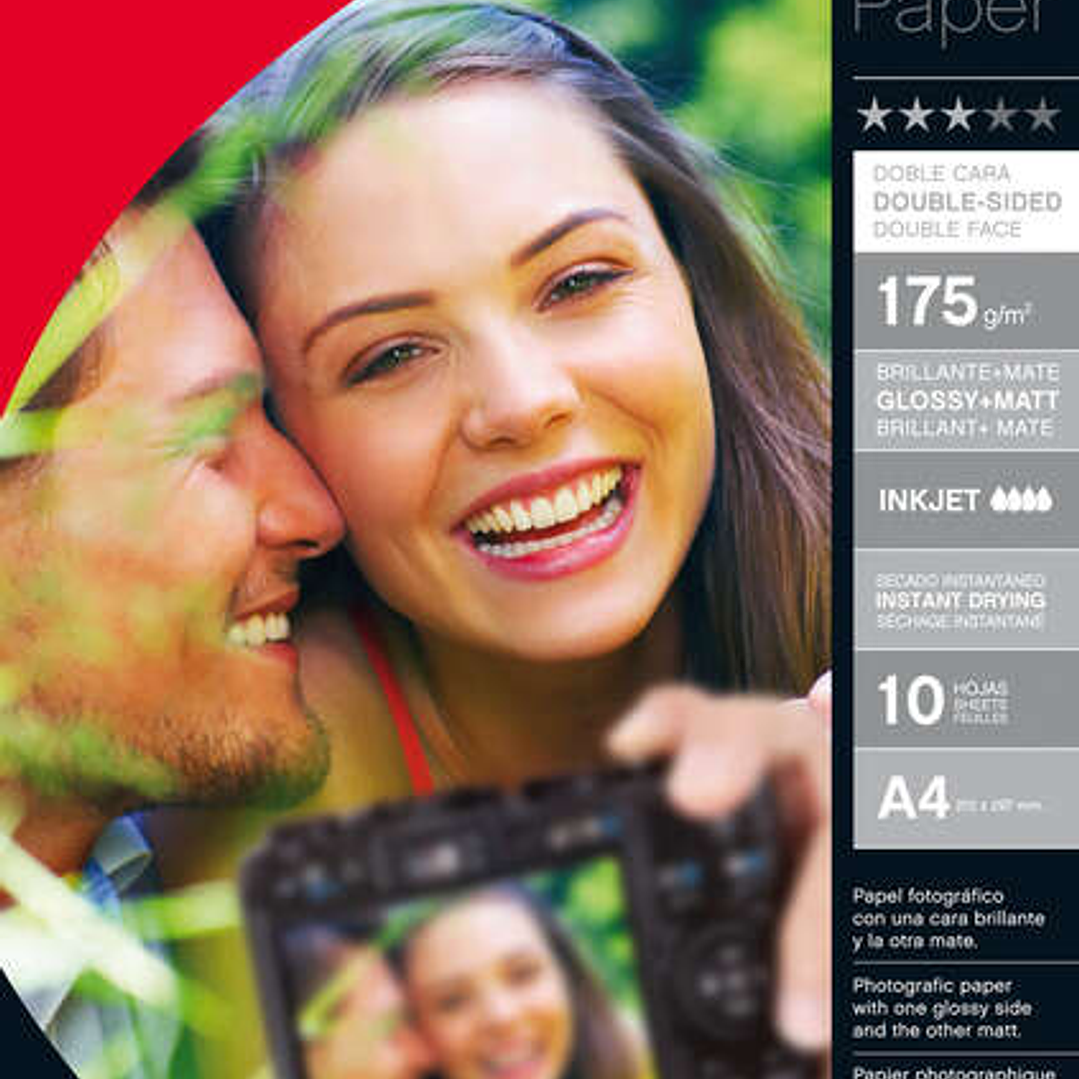 Apli Pack de 10 Hojas Papel Fotografico Photobright Doble Cara A4 175g - Brillante en una Cara y Mate en la otra - Indicado para Impresoras Fotografic 1
