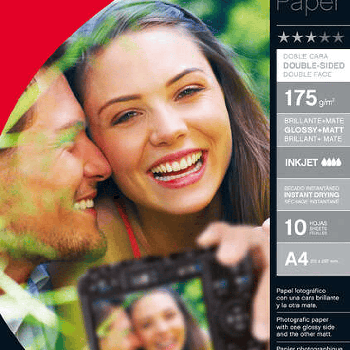 Apli Pack de 10 Hojas Papel Fotografico Photobright Doble Cara A4 175g - Brillante en una Cara y Mate en la otra - Indicado para Impresoras Fotografic 1