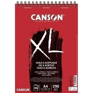 Canson XL Oleo & Acrilico Album Espiral de 30 Hojas A4 - 290g - Grano Fino - Color Blanco