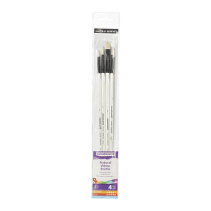 Daler Rowney Graduate Pack de 4 Pinceles para Oleo - Pelo de Cerda Natural - Mango Largo