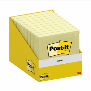 Post-It Pack de 10 Blocs de 100 Notas Adhesivas Reposicionables - Forma Cuadrada - 76x76mm - Color Amarillo Claro