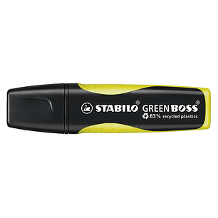 Stabilo Green Boss Marcador Fluorescente - Fabricado con un 83% de Plastico Reciclado - Trazo entre 2 y 5mm - Recargable - Color Amarillo