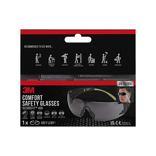 3M Securefit Gafas de Seguridad - Lentes Oscurecidas - Antivaho - Antirrayaduras - Proteccion UV - Color Negro/Verde