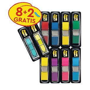 Post-It Index Pack de 10 Dispensadores con 35 Marcadores de Indice Reposicionables - Forma Rectangular - Colores Surtidos