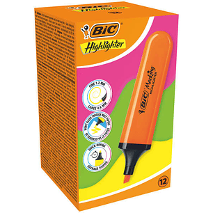 Bic Marking Highlighter Flat Marcador Fluorescente - Punta Biselada - Trazo entre 1.70 y 4.80 mm - Tinta con Base de Agua - Color Naranja